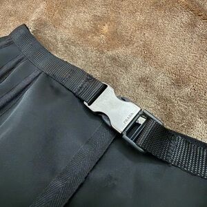 Prada Women's Black Belt with Silver Buckle